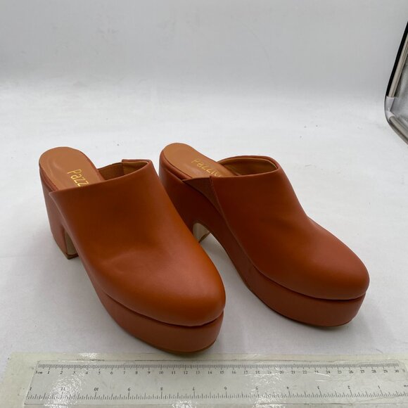 Pazzion Brown Thick Platform Round Toe Mules Clogs Slip On Chunky Heel Slipper - Picture 3 of 6